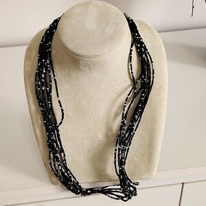 multistrand black beaded womens necklace